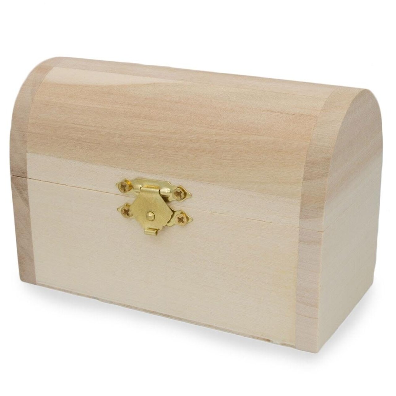 Unfinished Wooden Jewelry or Storage Trinket Gift Box Chest with Clasp DIY Unpainted Craft 4.75 Inches